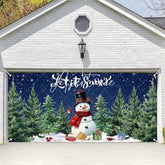 Aperturee - Aperturee Snowy Christmas Night Let It Snow Garage Door Banner